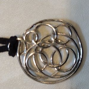 Lia Sofia faux silver pendant on twine necklace.